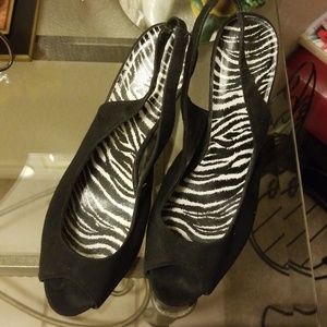 Black Suede Sling Back Heels